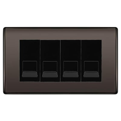 BG Nexus Black Nickel 4 Gang RJ11 Telephone Socket Euro Module - Black Insert by British General (BG-NBNRJ114B)