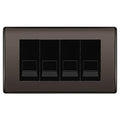 BG Nexus Black Nickel 4 Gang RJ11 Telephone Socket Euro Module - Black Insert