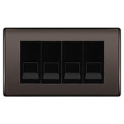 BG Nexus Black Nickel 4 Gang RJ11 Telephone Socket Euro Module - Black Insert by British General (BG-NBNRJ114B)