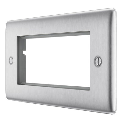 BG Brushed Steel 4G Euro Plate with 45W USB A+C Charger Modules - White Insert