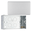 BG Screwless Brushed Steel Double Blank Plate FBS95 with 35mm Steel Back Box