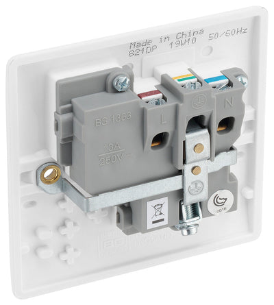 BG 821 Moulded Round Edge | White | 1 Gang 13A 1 Pole Switched Socket by British General (BG-821)