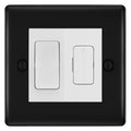 BG Nexus Matt Black 2 Way Light Switch & 13A Fused Spur Plate | White Insert