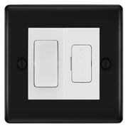 BG Nexus Matt Black 2 Way Light Switch & 13A Fused Spur Plate | White Insert