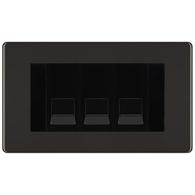 BG Screwless Black Nickel 3 Gang IDC Secondary Telephone Socket - Black Insert by British General (BG-FBNBTS3B)