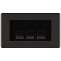 BG Screwless Black Nickel 3 Gang IDC Secondary Telephone Socket - Black Insert