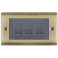 BG Nexus Antique Brass 3 Gang IDC Secondary Telephone Socket - Grey Insert