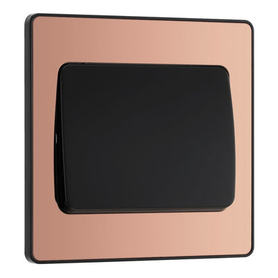 BG Evolve Polished Copper 1G Wide Rocker Light Switch PCDCP12WB with 25mm Steel Back Box