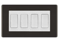 BG Screwless Black Nickel 4-Gang Light Switch 2x 2-Way + 2x Intermediate – White Inserts