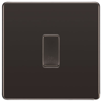 BG Screwless Black Nickel 1 Gang Engraved Custom Labelled Appliance Grid Switch by British General (Nexus-BN-Screwless-1G)