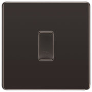 BG Screwless Black Nickel 1 Gang Engraved Custom Labelled Appliance Grid Switch by British General (Nexus-BN-Screwless-1G)