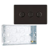 BG Screwless Black Nickel 200W 2 Way Triple Trailing Edge Dimmer Switch FBN83 with 25mm Steel Back Box
