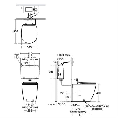 Ideal Standard Concept Aquablade Back to Wall Pan - E050901 by Ideal Standard (IdealStandard-E050901)