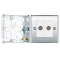 BG Nexus Polished Chrome Double Coaxial Socket NPC61 with 25mm Steel Back Box