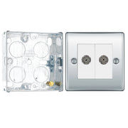 BG Nexus Polished Chrome Double Coaxial Socket NPC61 with 25mm Steel Back Box by British General (BG-NPC61+HGS02)
