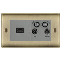 BG Nexus Antique Brass 4G Faceplate with HDMI + TV/FM/SAT Module - Grey Insert
