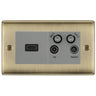 BG Nexus Antique Brass 4G Faceplate with HDMI + TV/FM/SAT Module - Grey Insert by British General (BG-NABEMR4-HDMI-TVFM2G)