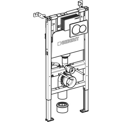 Geberit Alpha 98cm WC Frame / Cistern & Alpha01 Round Flush Plate - 458.038.21.2