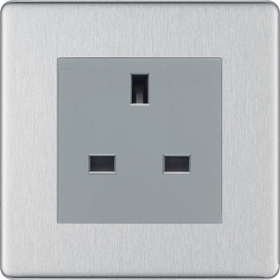 BG Nexus Screwless Brushed Steel 13A Unswitched Socket FBSUSSG by British General (BG-FBSUSSG)