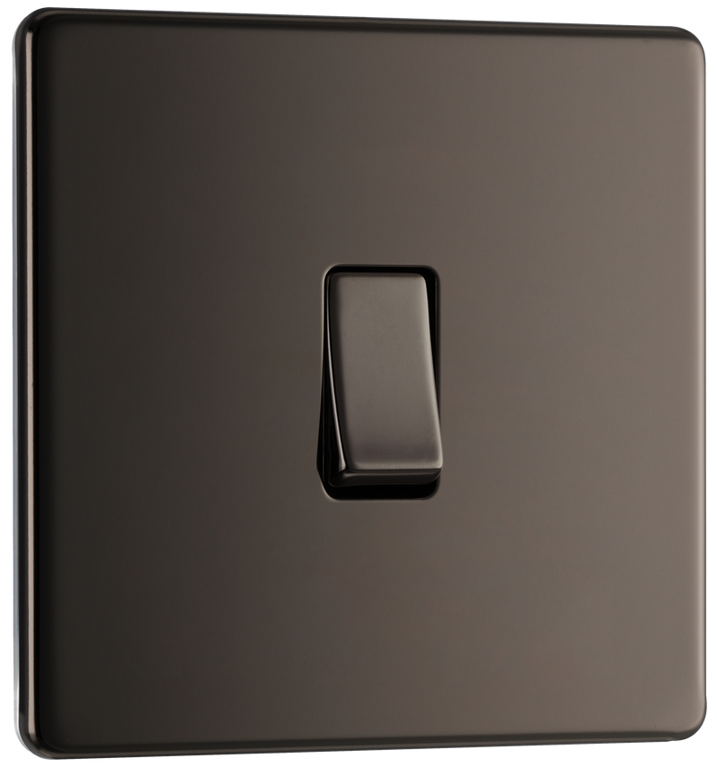 BG FBN12 Nexus Screwless Flat-Plate 2 Way 10A Single Light Switch Black Nickel