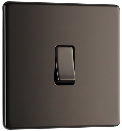 BG FBN12 Nexus Screwless Flat-Plate 2 Way 10A Single Light Switch Black Nickel