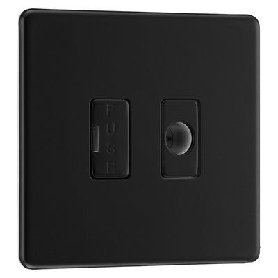 BG Screwless Matt Black Unswitched 13A Fused Spur & Flex Outlet FFB55 with 25mm Steel Back Box