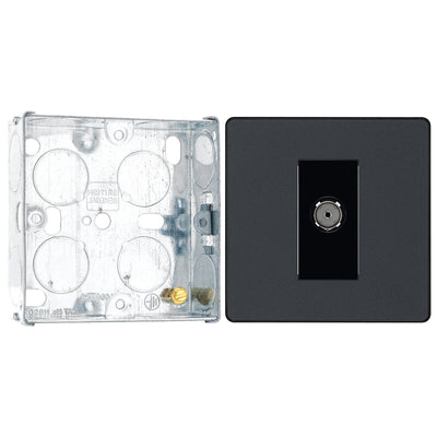 BG Evolve Matt Grey Co-Axial Socket Outlet PCDMG60B with 25mm Steel Back Box