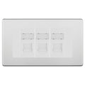 BG Screwless Brushed Steel 3 Gang RJ45 Cat6 Data Socket Outlet White Inserts