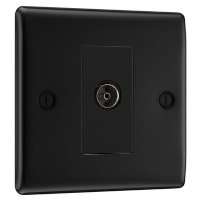 BG Nexus Matt Black Single Isolated Coaxial Socket NFB62 with 35mm Steel Back Box