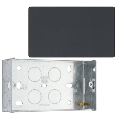 BG Evolve Black Chrome Double Blank Plate PCDBC95B with 35mm Steel Back Box