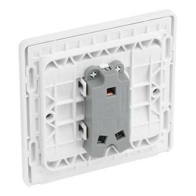 BG Evolve Pearlescent White 20A 2 Way Single Light Switch PCDCL12W with 35mm Steel Back Box