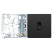BG Evolve Black Chrome 1 Gang 20A 16AX Intermediate Light Switch PCDBC13B with 35mm Steel Back Box