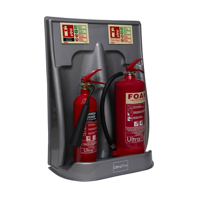 Extinguishers & Equipment: Double Universal Economy Fire Extinguisher Stand - UltraFire Grey by UltraFire (SAFELINCS-UFUNI2G)