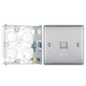 BG Nexus Brushed Steel Single Slave Telephone Socket NBSBTS1 With 25mm Steel Back Box by British General (BG-NBSBTS1+HGS02)