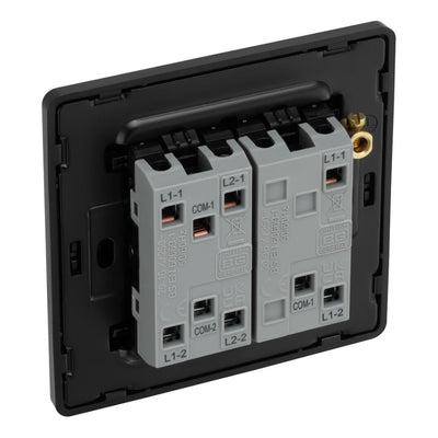 BG Evolve Satin Brass 2 Way Triple Edge to Edge Rocker Switch PCDSB43EB with 35mm Steel Back Box