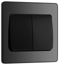 BG PCDBC42WB Black Chrome Evolve 2 Gang 20A 16AX 2 Way Wide Rocker Light Switch - Black Insert