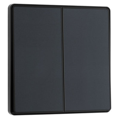 BG Evolve Matt Grey 2 Way Double Edge to Edge Rocker Switch PCDMG42EB with 25mm Steel Back Box