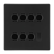 BG Screwless Flatplate Matt Black 7 Gang 2 Way Trailing Edge Dimmer LED Compatible Custom Grid Switch by British General (SCREWLESS-MB-7G-CUSTOM-7xDIMMER-2Way)