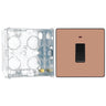 BG Evolve Polished Copper 20A Double Pole Switch with Neon PCDCP31B and 35mm Steel Back Box