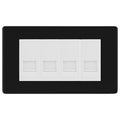 BG Screwless Matt Black 4 Gang RJ11 Telephone Socket Euro Module - White Insert