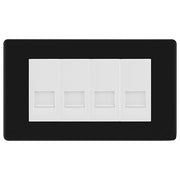 BG Screwless Matt Black 4 Gang RJ11 Telephone Socket Euro Module - White Insert by British General (BG-FFBRJ114W)