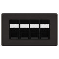 BG Screwless Black Nickel 4 Gang RJ45 Cat5e Data Socket Black Inserts