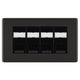 BG Screwless Black Nickel 4 Gang RJ45 Cat5e Data Socket Black Inserts