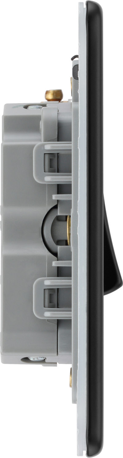BG Nexus Flatplate Screwless Matt Black Fan Isolator Switch Triple Pole FFB15 by British General (BG-FFB15-1)