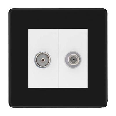 BG Flatplate Screwless Matt Black TV & Satellite Socket FFB65W by BG Nexus (BG-FFB65W)