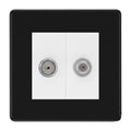 BG Flatplate Screwless Matt Black TV & Satellite Socket FFB65W