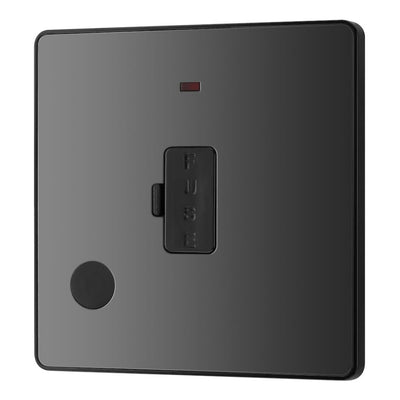 BG Evolve Black Chrome 13A Flex Outlet Neon Unswitched Fused Connection Unit PCDBC54B with 35mm Steel Back Box