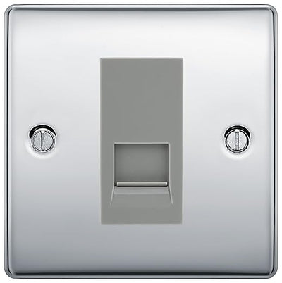BG Nexus Polished Chrome Single RJ11 Telephone Socket NPCRJ111 - Grey Insert by British General (BG-NPCRJ111G)