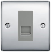 BG Nexus Polished Chrome Single RJ11 Telephone Socket NPCRJ111 - Grey Insert by British General (BG-NPCRJ111G)