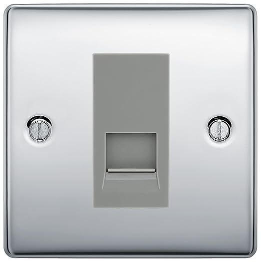 BG Nexus Polished Chrome Single RJ11 Telephone Socket NPCRJ111 - Grey Insert